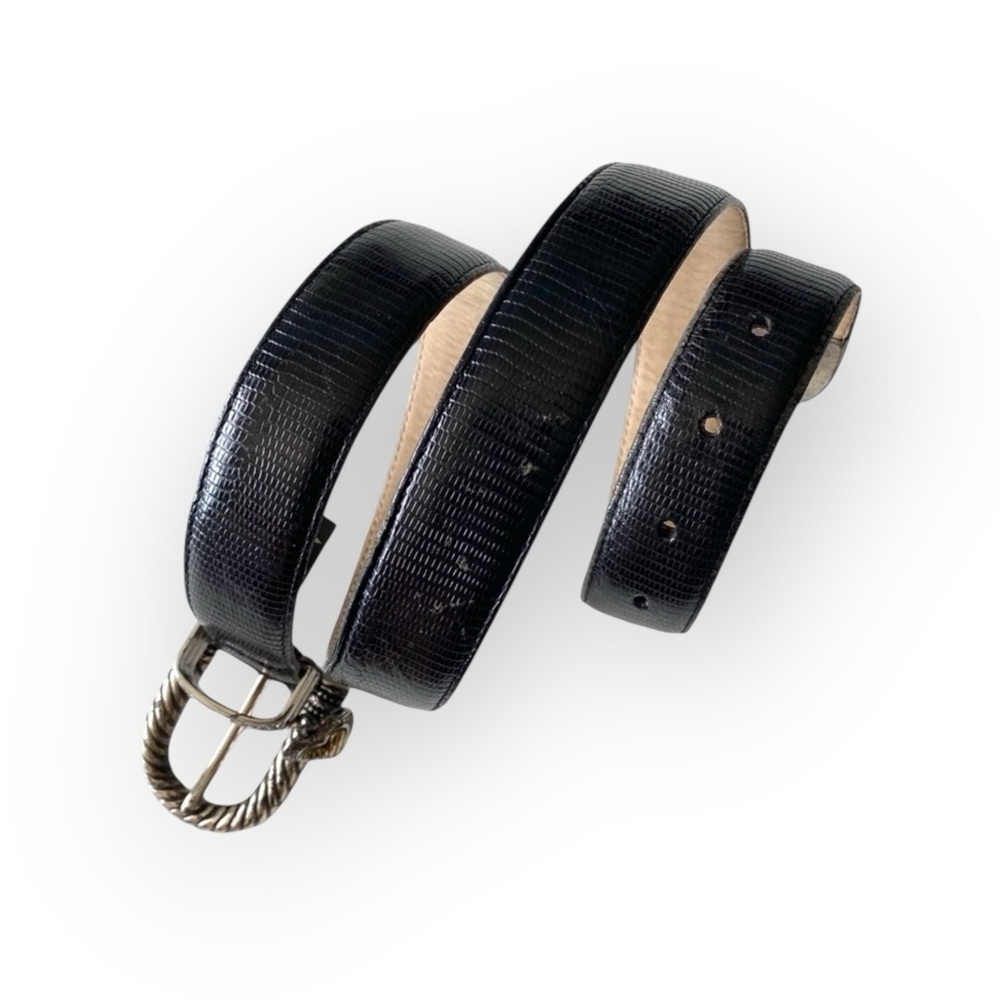Vintage: Brighton ♡ Heart Charm Leather Belt ♡ Croc Embossed ♡ Two Tone Metal - Picture 9 of 16